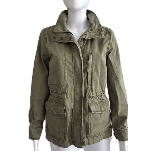 Madewell Fleet Jacket Womens Size Small Army Green Zip Cotton Utility Anorak - Picture 1 of 13